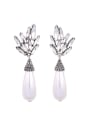 thumb Leaves-shape Artificial Pearls Rhinestones Fashion Drop Earrings 0