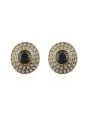 thumb Retro style Round Black Resin stone Cubic Crystals Earrings 0