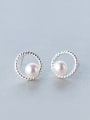 thumb S925 silver natural freshwater pearl stud Earring 0
