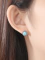 thumb 925 Sterling Silver With Turquoise Vintage  Round Stud Earrings 1