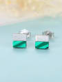 thumb 925 Sterling Silver With Acrylic  Simplistic Square Stud Earrings 3