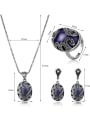 thumb Alloy Antique Silver Plated Vintage style Artificial Stones Oval-shaped Three Pieces Jewelry Set 3