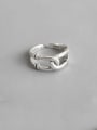 thumb 925 Sterling Silver With Platinum Plated Simplistic Irregular Free Size Rings 2