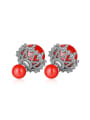 thumb Personalized Double Imitation Pearls Cubic Zirconias Stud Earrings 2