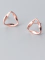 thumb 925 Sterling Silver With Glossy Simplistic Triangle Stud Earrings 0