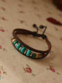 thumb Vintage Cownhide Leather Wood Beads Bracelet 0