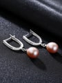 thumb Sterling silver with AAA zircon 8-9mm Natural Freshwater Pearl Earrings 2