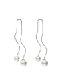 thumb Simple White Imitation Pearl Water Wave Line Earrings 0