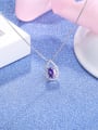 thumb Purple Stone 925 Silver Water Drop Shaped Necklace 1