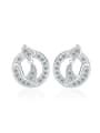 thumb Platinum Plated Shining Zircons Stud Earrings 0