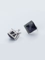 thumb Exquisite Black Square Shaped Zircon S925 Silver Clip Earrings 0