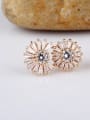 thumb Sterling Silver Ear Needle Champagne Gold Plated Anti-allergic Double Circle Zircon stud Earring 0