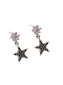 thumb Fashion Black Star Cubic Zircon Silver Stud Earrings 0
