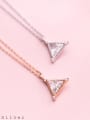 thumb S925 Silver Necklace Pendant wind fashion Diamond Diamond Pendant temperament geometric collar chain D4323 0