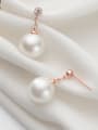thumb 925 Sterling Silver With Rose Gold Plated Simplistic Round Drop Earrings 0