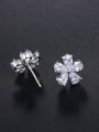 thumb Copper With Platinum Plated Simplistic Flower Stud Earrings 3