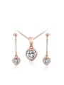 thumb Alloy Rose Gold Plated Fashion AAA Zircon Heart Two Pieces Jewelry Set 0