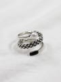 thumb Retro style Three-band Little Artificial Pearl Silver Ring 0
