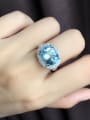 thumb Exaggerated Shiny Sapphire Gemstone Engagement Ring 1