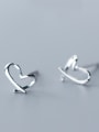 thumb 925 Sterling Silver With Glossy Cute Heart Stud Earrings 3