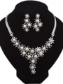 thumb Fashion Imitation Pearls Rhinestones Flowers Alloy Two Pieces Jewelry Set 1