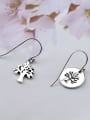 thumb Vintage Sterling Silver  With Simplistic Small Tree Round Card Asymmetric  Hook Earrings 0