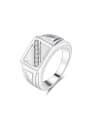 thumb Exquisite White Gold Plated Square Shaped Rhinestone Ring 0