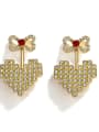 thumb Copper With Gold Plated Fashion Bowknot  Heart-shaped Cluster Earrings 0