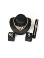 thumb Alloy Imitation-gold Plated Fashion Rhinestone Interlocked Rings Four Pieces Jewelry Set 0