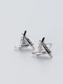 thumb Shimmering Rose Gold Plated Triangle Shaped Rhinestone Stud Earrings 2