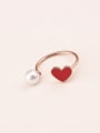 thumb Red Glue Artificial Pearl Opening Ring 1