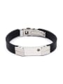 thumb Titanium Rectangle Men Leather Flour Color Bracelet 2