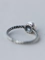 thumb S925 silver retro style twist natural pearl opening ring 2