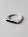 thumb Sterling Silver personality black-enamel free size ring 0