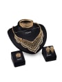 thumb Alloy Imitation-gold Plated Vintage style Hollow CZ Four Pieces Jewelry Set 2