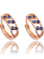 thumb Exquisite Rose Gold Plated Blue Zircon Clip Earrings 1