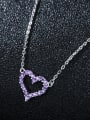 thumb 925 Sterling Silver With Cubic Zirconia Simplistic Heart Necklaces 1