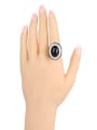 thumb Retro style Antique Silver Plated Black Resin stone Alloy Ring 1