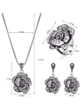 thumb Alloy Antique Silver Plated Vintage style Artificial Stones Flower Three Pieces Jewelry Set 3