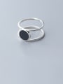 thumb 925 Sterling Silver With Platinum Plated Simplistic Round Band Rings 0