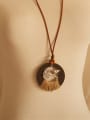 thumb Delicate Wooden Round Shaped Bird Necklace 1