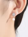 thumb Sterling silver micro-set AAA zircon 8-9mm natural pearl earrings 3