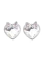 thumb Fashion Heart austrian Crystal Little Shiny Bowknot Stud Earrings 1