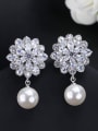 thumb Zircon Flower Pearl Wedding Jewelry Set 3
