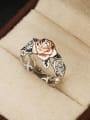 thumb Copper With Sliver Plated Vintage Flower Band Rings 0
