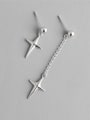 thumb 925 Sterling Silver With Silver Plated Simplistic Cross Short and long Stud Earrings 0