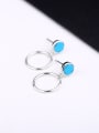 thumb Simple Stone Round Silver Earrings 0