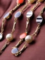 thumb Alloy Gold Plated Simple Round Pearl Enamel Sweater Necklace 2