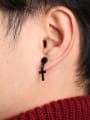 thumb Stainless Steel With Smooth Simplistic Cross Drop Earrings 1