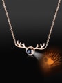 thumb Titanium With Rose Gold Plated Simplistic AnimalAntlers Necklaces 3